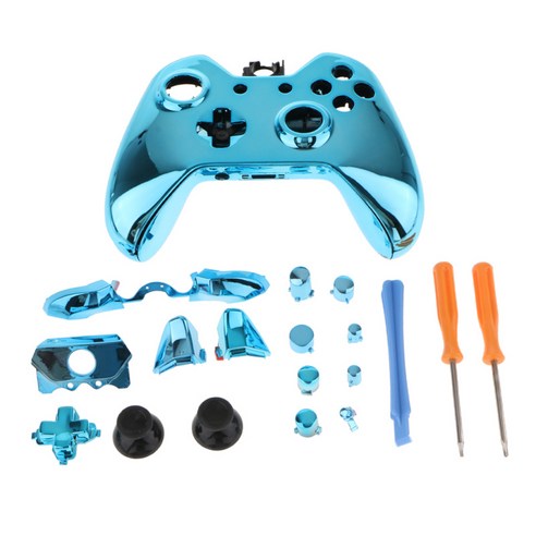 Microsoft Xbox One 컨트롤러 용 설치 도구가있는 교체 커버 케이스 썸스틱 버튼 조이스틱 키트, 블루, 설명, 플라스틱