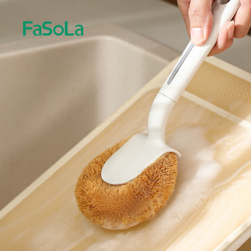 FaSoLa 천연 야자모 다용도 세척 브러쉬, 1개, 흰색