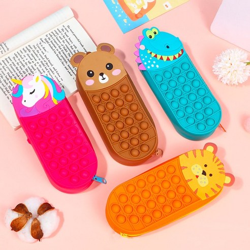 5시 뽁뽁 애니멀 푸쉬팝 필통 캐릭터 팝잇 파우치 빠른배송, 4. 유니콘 4. 유니콘, 4. 유니콘 섬네일