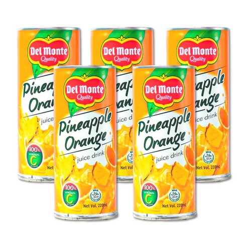 Delmonte Pineapple Orange Juice 델몬트 파인애플-오렌지 쥬스 x 5p, 5개, 220ml