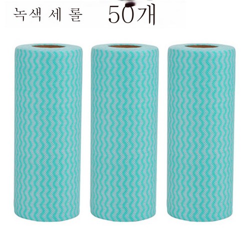 DFMEI 일회용 걸레 키친 페이퍼 가사 청소용 부직포 행주 붙지 않는 기름 행주, 그린 3롤