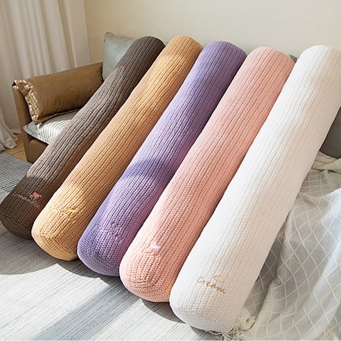 일자형 여름 바디필로우 순면바디, 카멜란지, 100*20cm
