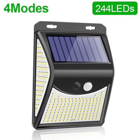 [KHTE] 244 222 LED 태양광 야외 4 모드 모션 센서 PIR 벽 조명 방수 태양광 램프 햇빛 정원 태양광 조명 야외등 태양광 조명, 러시아_244LED-1Pcs-4Mode