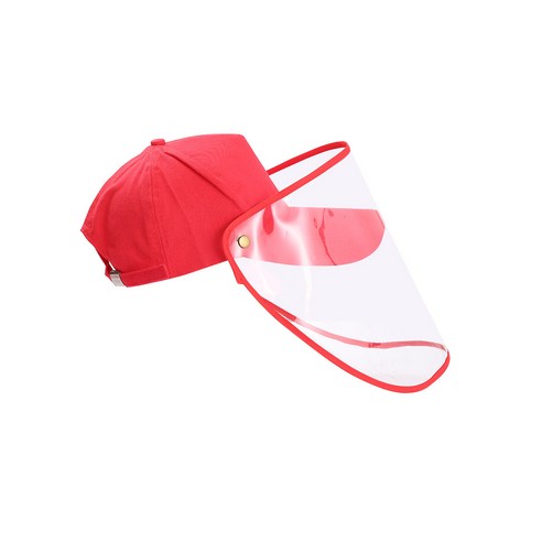 유니섹스 페이스 프로텍션 야구 모자 탈부착 투명 바이저 페이스 프로텍션 캡, 빨간색