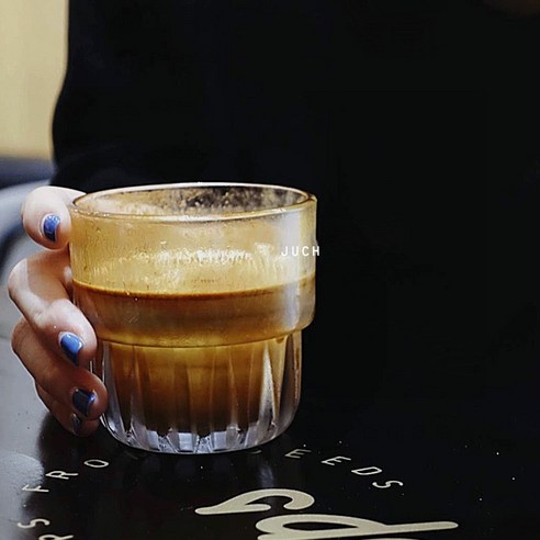 DFMEI 유리 Lahua 아이스 커피 컵 미국 라떼 음료 컵 플랫 화이트 호주 화이트 커피 컵, DFMEI 중검무늬 커피잔, 101-200ml