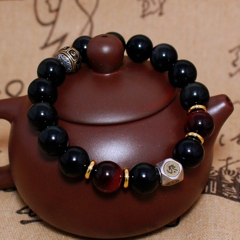 [오케이나우ㅣ인기상품] 고요와 번영을 가져다주는 미리앤주 흑요석 띠 수호신 소원성취 염주팔찌 [OKNOWㅣ추천상품]