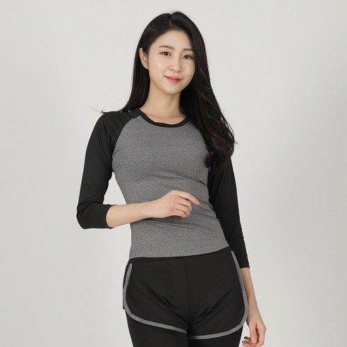 나야스타일 여성용 요가복 에어 딜라잇 투 톤 롱슬리브