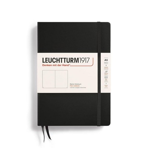 로이텀 LEUCHTTURM1917 1917 물방울 무늬 449567, 플레인, 블랙, 블랙