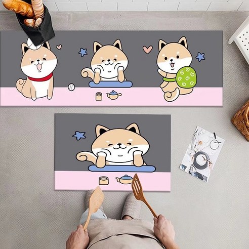 Karvin 만화 도안 조합 카펫 주방 가득 깔다 미끄럼 방지 쿠션 흡수 조합 발 깔개 카펫, 15