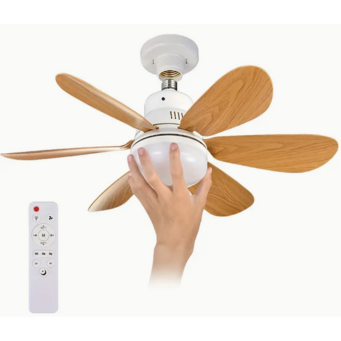 [SSS쓰리에스] 원격 천장형 실링팬 실링팬조명 E27 베이스 소켓 리모컨 우드 날개 우드실링팬 천장선풍기 실링펜 씰링팬, 통관번호없음(해외발송5~10일소요)
