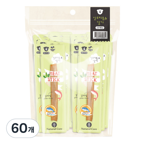 내추럴코어 강아지 미트스틱, 혼합맛(실꼬리돔/참치), 60개
