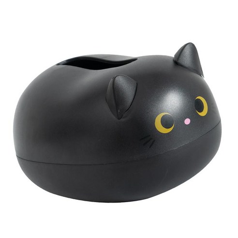 고양이 모양의 티슈 박스 커버 주최자 휴대용 디스펜서 직사각형 스탠드 티슈 용기 자동차 책상 테이블 홈, 검은 색, 22x16x13cm, 플라스틱