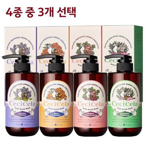 쎄씨쎌라 아로마 바디스크럽 500ml 4종3택 / 저자극, 라벤더&백리향, 유칼립투스&로즈마리, 유칼립투스&로즈마리, 1개