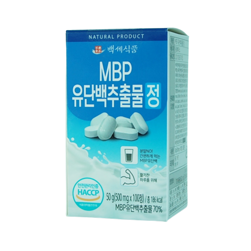 뼈 근육엔 MBP 유단백추출물 100정 x 500mg 아미노산 해썹인증, 1개, 600mg