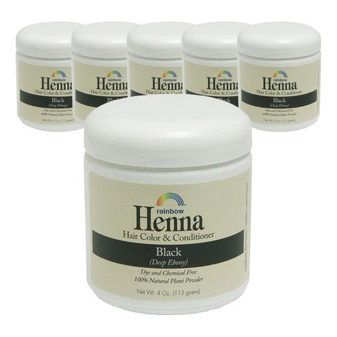 레인보우리서치 헤나 보태니컬 헤어 컬러 앤 컨디셔너, Persian Black, 6개