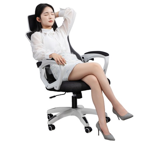 게이밍의자 라텍스 편한 컴퓨터 공부 사무용 의자 리클라이너 회전 리프트 시트, 블랙+라텍스+각도조절