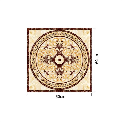 중세풍 현관 거실 방수 바닥 타일 시트지 대리석 접착 스티커, 수입 두꺼운 마모 저항 80X60CM
