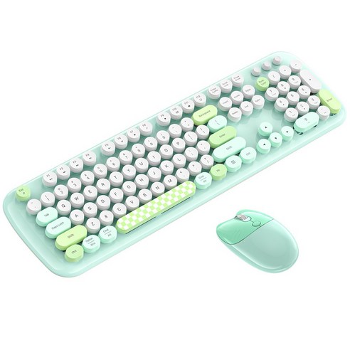 hoco. 저소음 무선 키보드 마우스 귀여운 2.4G HOCO 키보드 마우스 세트, Green colorful, ZERO, 일반형