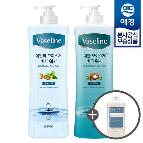 [애경] 바세린 모이스처 바디워시 800ml x2개 +바디워시180ml 증정, 더블 모이스처 바디워시 800ml x2개, 2개