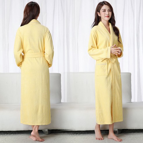 DFMEI-Y 사계절 유니버설 남성과 여성 커플 목욕 가운 목욕 물 흡수 빠른 건조 원피스, {"패션의류/잡화 사이즈":"M [155-100kg]"}, DFMEI 1932 노란색