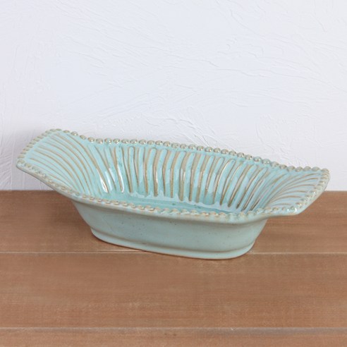 VBC CASA 폰다코 스트라이프 오발 그라탕볼, 1개, 아쿠아