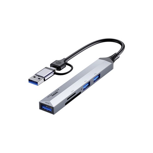 c타입멀티허브 REMAX 리맥스 RU-U7 5in1 멀티포트 허브 USB C타입 HUB 도킹스테이션 USB3.0 고속 전송 그레이 1개