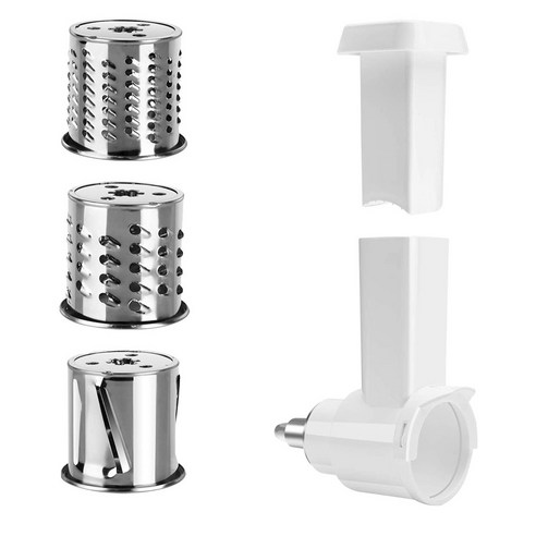 노 브랜드 KitchenAid 스탠드 믹서 부착 용 야채 슬라이서 슈레더 치즈 강판 슬라이스 파쇄 Acce, 실버 & 화이트