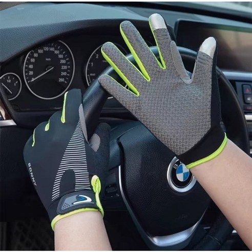 터치 스크린 호환 오토바이 및 라이딩용 논슬립 패드 장갑, 블랙 오렌지 배달대행장갑