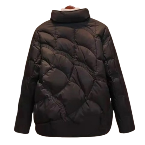 따뜻하고 세련된 라운딩 경량 숏카라 여성패딩