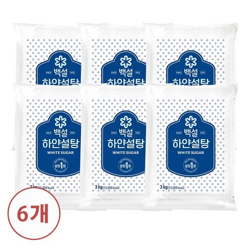 CJ 제일제당 백설 하얀설탕 3kg x 6개, 100g, 1개