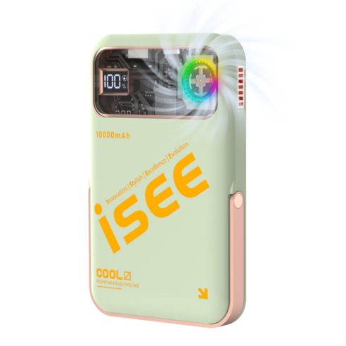 isee 아이시10000mAh 쿨링 맥세이프 터보 냉각팬 거치대 무선고속충전 보조배터리, 블랙