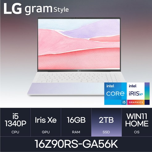 LG전자 그램 스타일16 16Z90RS-GA56K, WIN11 Home, 16GB, 2TB, Aurora White