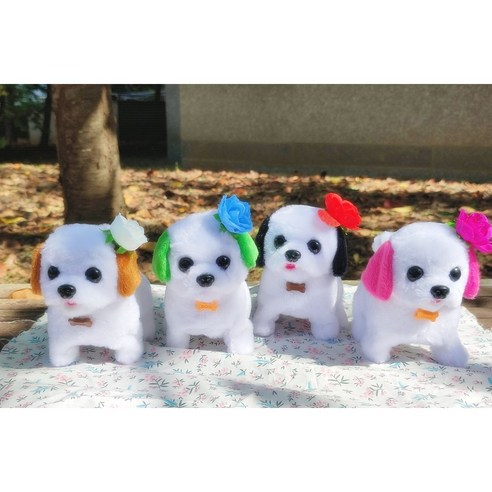 꽃댕댕이 움직이는 강아지 인형 장난감, 브라운, 1개