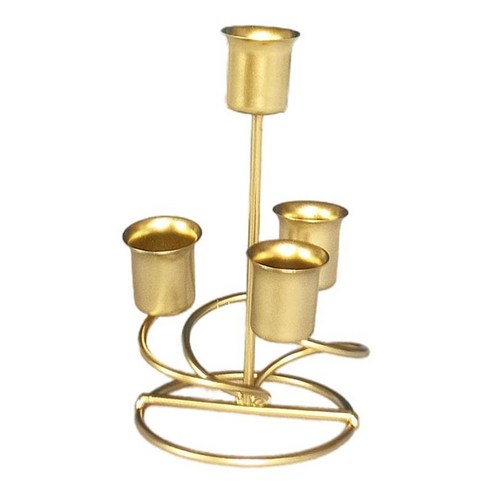 금속 촛대 테이퍼 양초 촛대 중앙 장식 우아한 홈 웨딩 장식 조각을 위한 4개의 심지 금속 촛대, 골든, 철