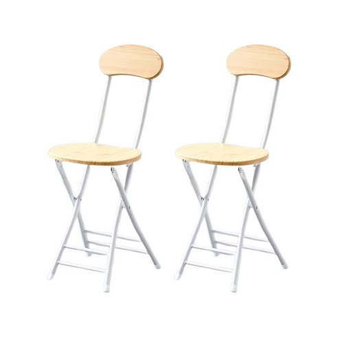 마켓플랜 원형 접이식 의자 2p, 우드, 2개