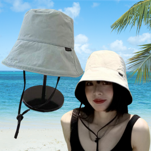TOPNARA 데일리 썬캡 턱끈 벙거지모자 여성 여름 모자 버킷햇