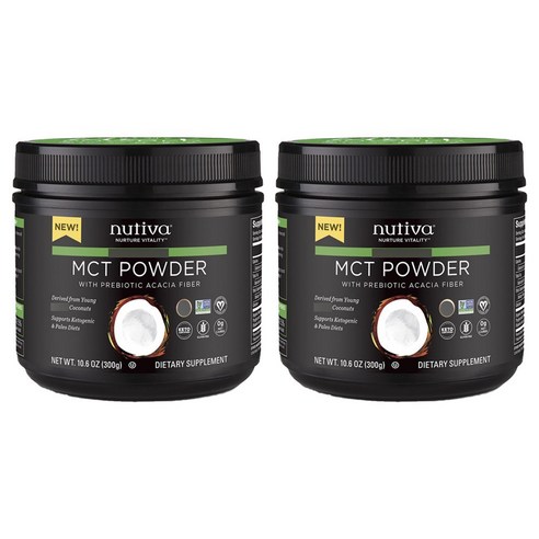 누티바 MCT 파우더 프리바이오틱 아카시아 파이버, 300g, 2개