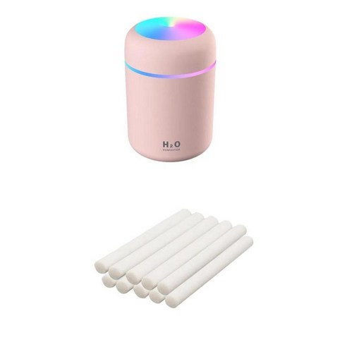 USB 정유 공기 가습기 분홍색+10pcs면 여과기 지팡이, 78x119mm, 핑크, ABS