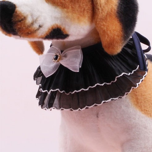 하니펫 반려동물 귀요미스카프 샤랄라2단프릴, 1개, 블랙
