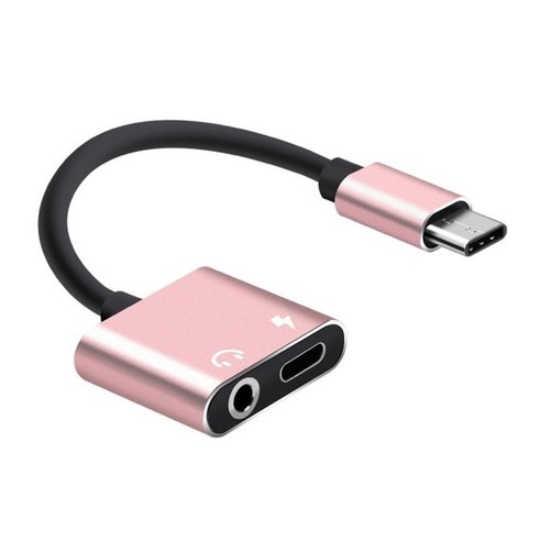 2 in 1 USB Type C 케이블 고속 충전 3.5mm 헤드폰 어댑터 변환기, 11x2.5x1cm, 설명, 로즈 골드