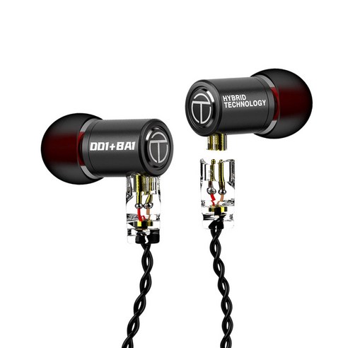 dodocool TRN M10 인이어 헤드폰 1 링 철 유선 휴대 전화 컴퓨터 범용 헤드셋 교체 가능한 와이어가있는 금속 귀마개, 검은 색, 이어폰