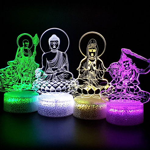 불상 LED 명상 무드등 여래좌상 관세음보살상 지장보살상 약사여래 문수보살 7색 부처님 미륵 아미타불 불교, 1개, 관세음보살상B