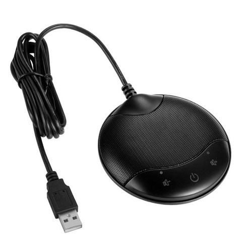USB 회의용 마이크 360° 픽업 PC 컴퓨터 마이크 플러그 앤 플레이 플라스틱, 90mm, 검정