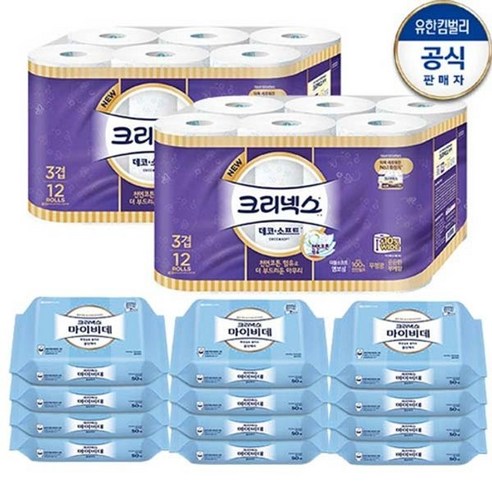 크리넥스 천연 펄프 데코 & 소프트 3겹 화장지 30m, 24롤, 48개 크리넥스데코앤소프트와이드 11 크리넥스 3겹 천연펄프 데코앤소프트와이드 35m 24롤+마이비데 50매 12팩, 없음, 1개