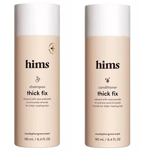 Him s 농축 샴푸 180ml(6.4온스) 및 컨디셔너 170ml(6.4온스) 세트. DHT 타겟팅 보습. 볼륨 + 수분을 더합니다. 쏘팔메토 나이아신아미드 배합. 비건 파라벤, Him s 농축 샴푸 180ml(6.4온스) 및 컨디셔