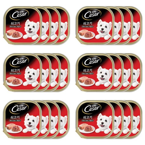 시저 애견간식 캔, 쇠고기, 100g, 24개
