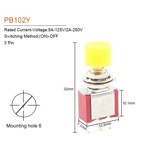 미니 순간 자동 리턴 푸시 버튼 스위치 토글 6mm 3 6 핀 2 포지션 ON OFF 5A125V 2A250V 1 개 5, 5개