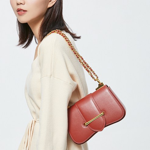 가방 맞춤형 가죽 가방 미니 디자인 한국판 안장 가방 체인 겨드랑이 가방 크로스 숄더 여성백