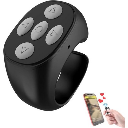 Fingertip Wireless Bluetooth Remote Control 2025 New Finger Scroller Ring Scrolling Rings Recharge, Black