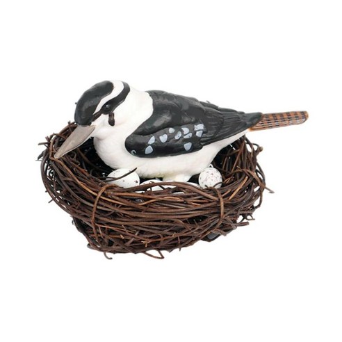 잔디 휴일 장식을 위한 시뮬레이션 동물 모델 앵무새 새 둥지 계란 입상, E, 플라스틱